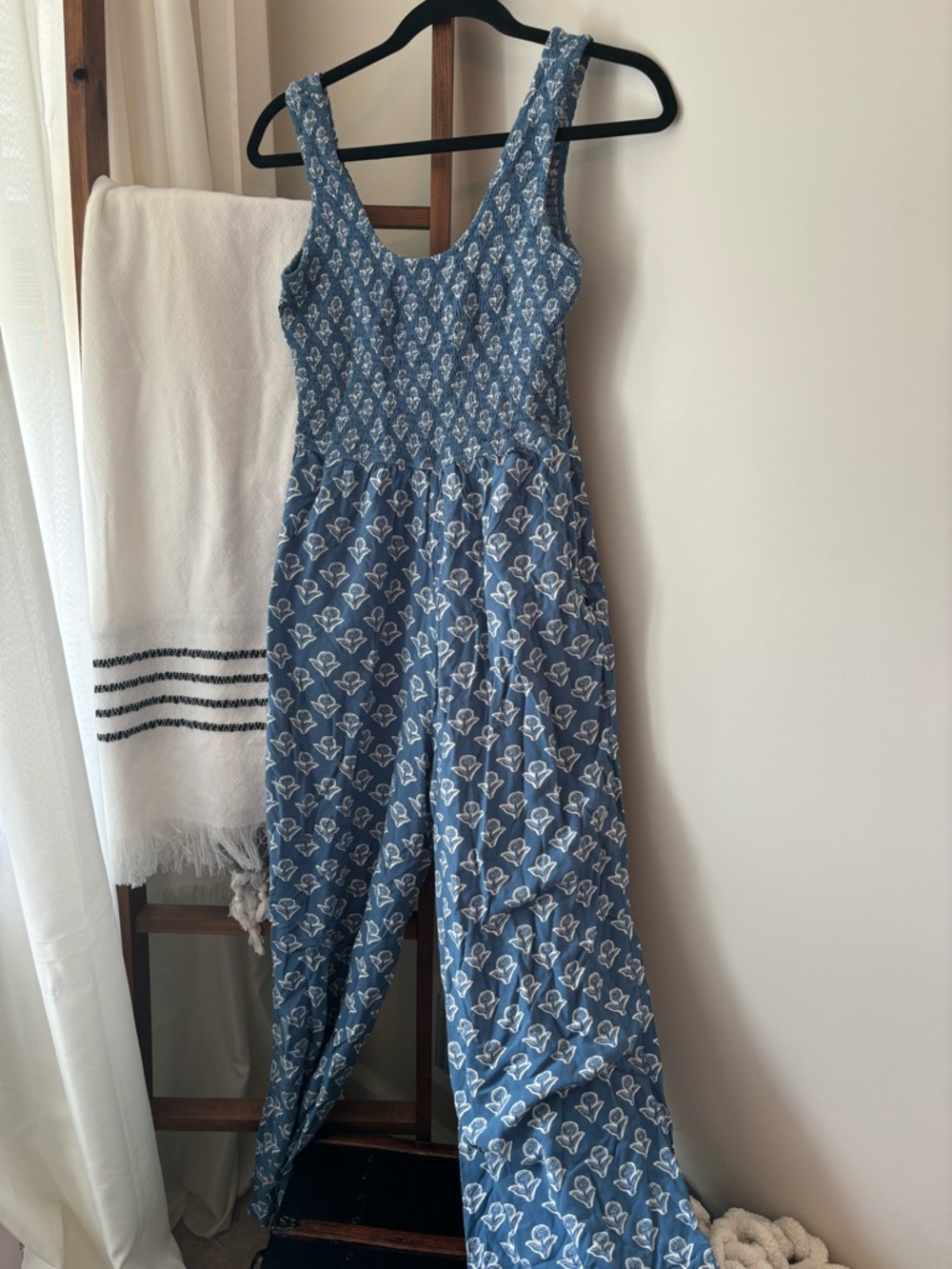 Japna Blue Floral Smocked Top